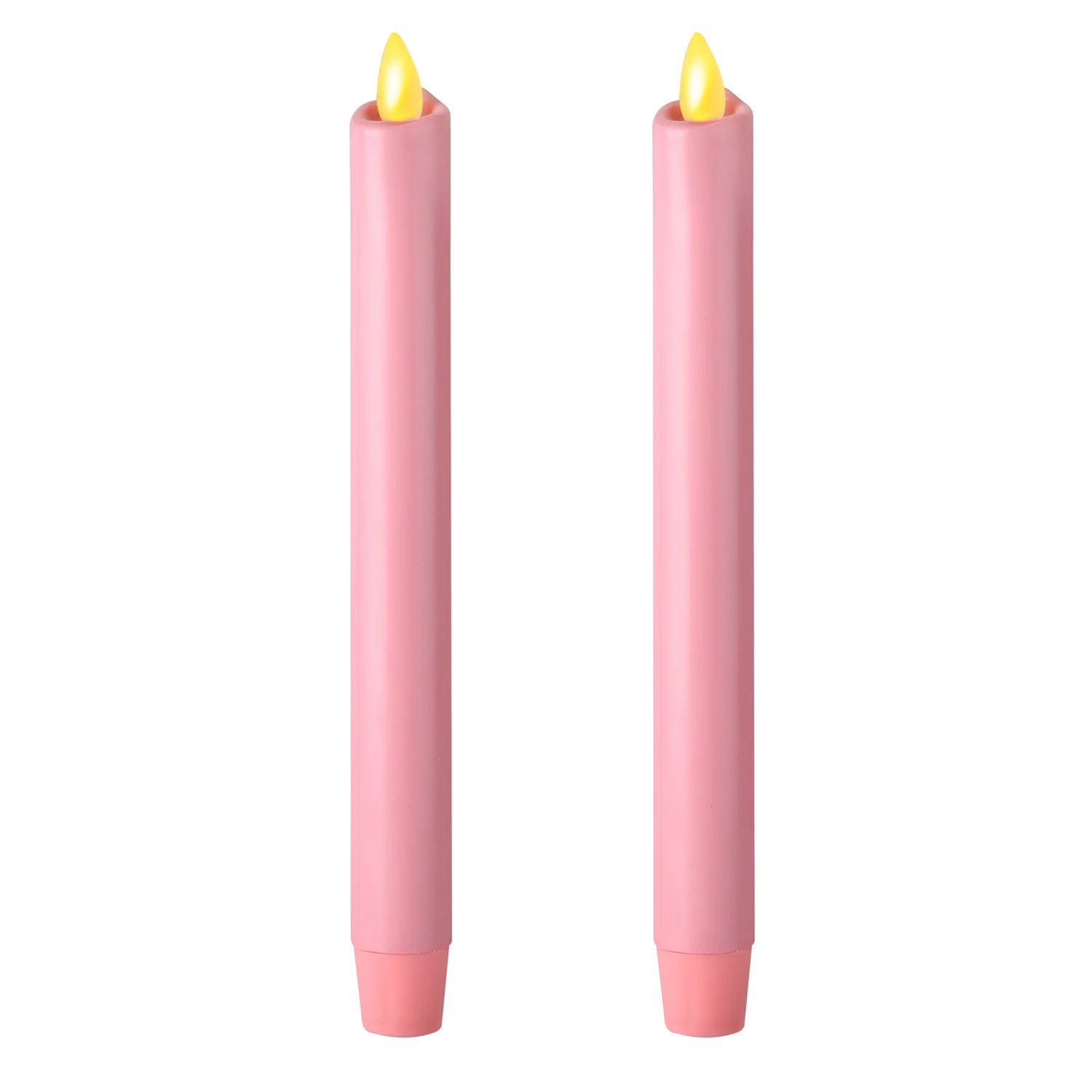 Ksperway 8 Inch Set Of 2 Pink Flameless Moving Wick Led Taper Candles