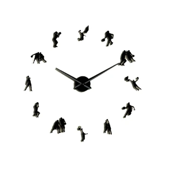 

DIY Wall Clock Basketball Player 3D DIY Silent Wall Clock Gymnasium Decoration Table Mirror Sticker Basketball Couple Gift-37 In