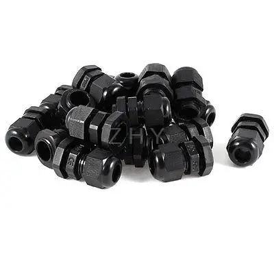 

22 Pcs PG9 Black Plastic Glands Connectors for 4mm to 8mm Diameter Cable