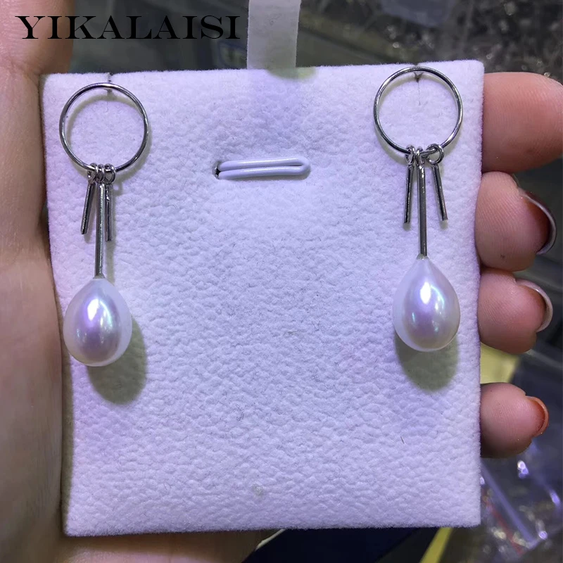 YIKALAISI, 925 пробы, серебряные ювелирные изделия, жемчужные серьги,, ювелирные изделия из натурального жемчуга, 8-9 мм, серьги-гвоздики для женщин