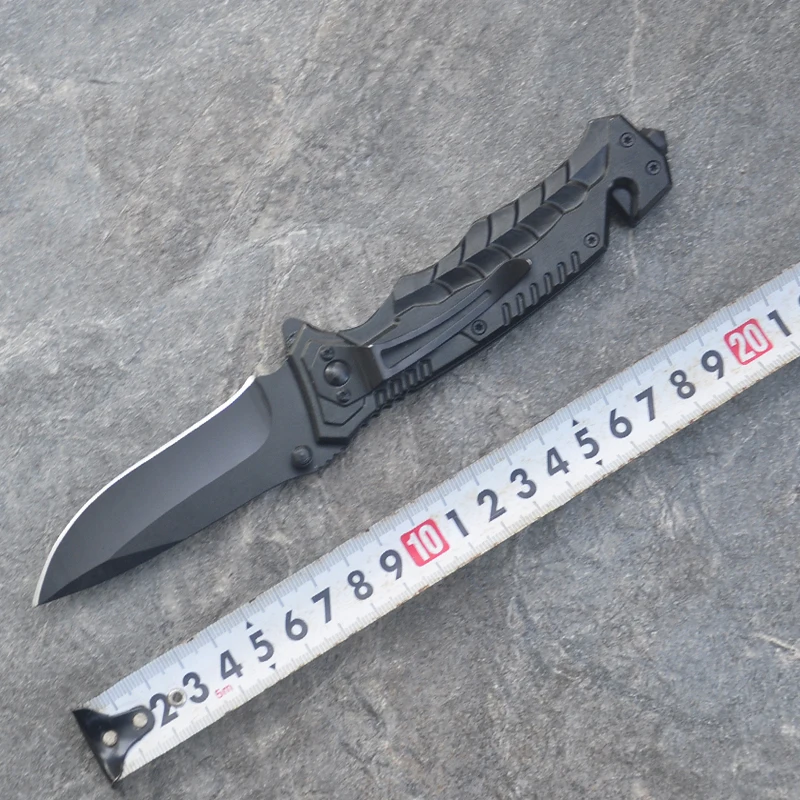 8.2'' Knives Black Blade Folding Pocket Knife Tactical Survival Knives Camping Knives camping Rescue Tools& Nylon Sheath