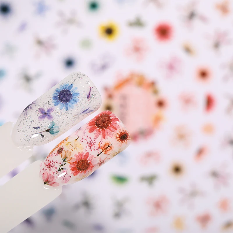 3D цветные наклейки на ногти цветок листья весенний дизайн ногтей перевод рисунка наклейки для дизайна ногтей Советы украшения «сделай сам» дизайн 1 лист