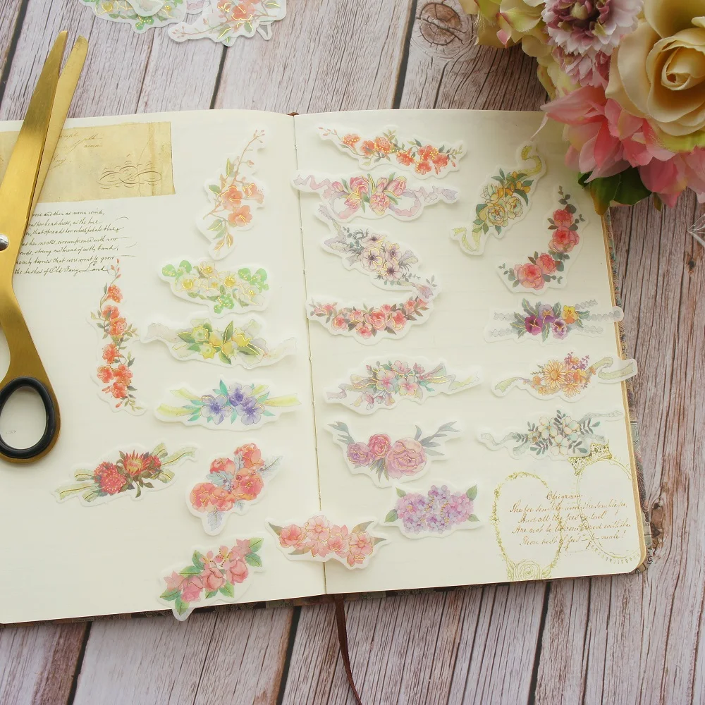 38 шт золотые цветущие кусты стиль бумажная наклейка для скрапбукинга прозрачная бирка этикетка украшение бирка