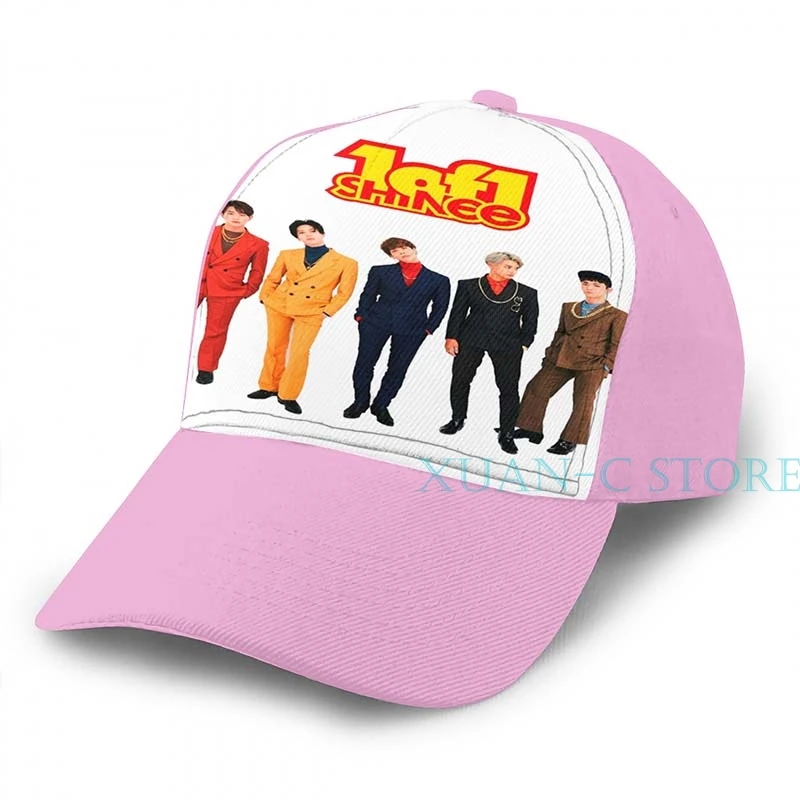 SHINee 1of1 баскетбольная кепка мужская и женская модная черная шляпа унисекс с принтом - Цвет: Pink