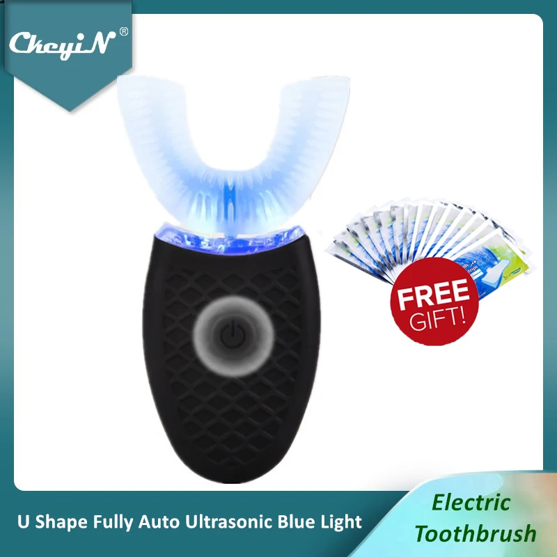 Ckeyin U Shape Electric Toothbrush Automatic Ultrasonic Toothbrush Blue