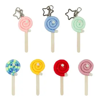 

Hand Weaving Rainbow Ice Cream Keychain Bag Decorative Hanging Ornament Pendant