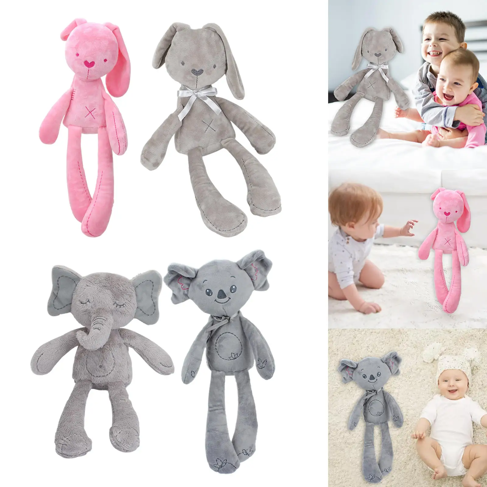 Cute Plush Doll Sleeping Cute Animal Bed Stroller Plush Doll for Infant