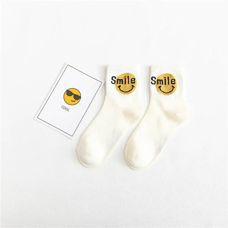 KingDeng Womens Winter Cotton Designer Smile Socks Heart Harajuku Sheer Aesthetic Kawaii Socks Stitch Korean Style e Girl - Цвет: 6