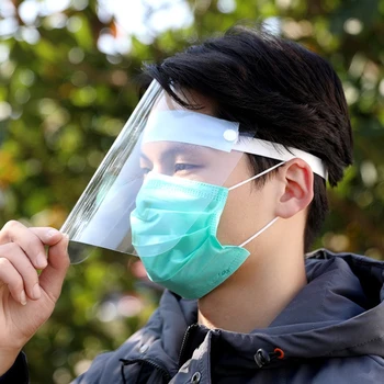 

Transparent Full Face Shield Protective Saliva-Proof Reusable Safe PP Material Adjustable Anti-Fog Anti-Saliva Faceshield