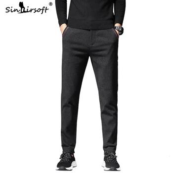 

2019 New Men's Autumn Casual Harlan Pants Slim Fit Ankle Length Pants Skinny Button Fly Fashion Trousers Cotton Patchwork Design