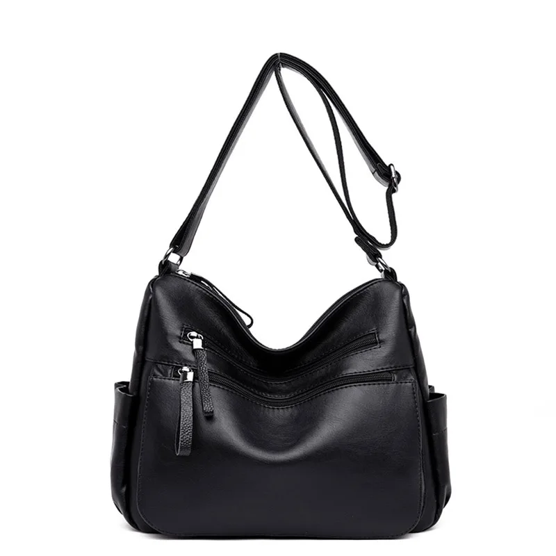 

Fashion Element Ladies Messenger Bag Soft Leather Solid Color Design Large Capacity Ladies To Attend The Wedding Shoulder Bag