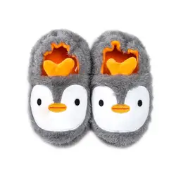 2019 г. Зимние милые детские тапочки с пингвином удобная теплая хлопковая обувь для малышей домашние плюшевые тапочки с животными для