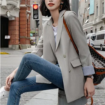 

Women Blazer Fashion Autumn Solid Female Jacket Office Lady Fashion Korea Casual Slim Blazers Jackets Work Coat Outerwear