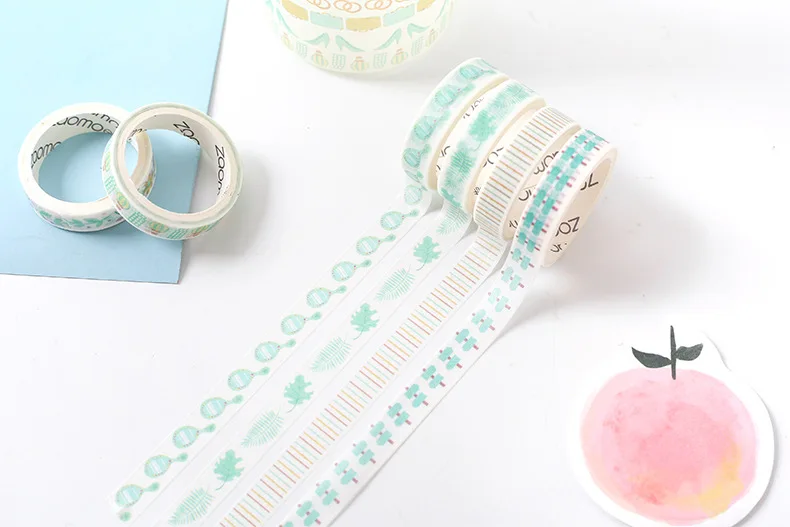 10 компл./лот DIY японский Бумага декоративная клейкая лента Цвет жизненные Серии горячего тиснения лента Washi/клейкую ленту наклейки