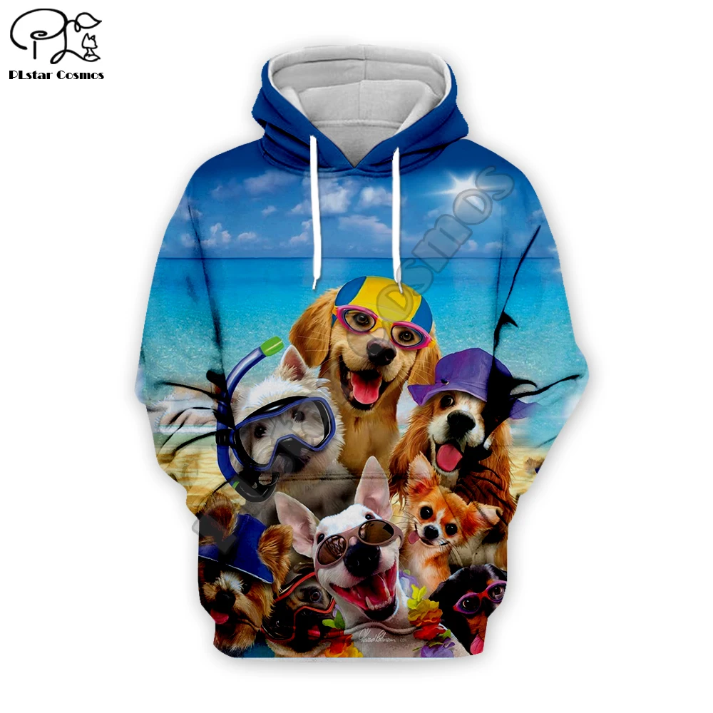 

Men's clothing 3D Funny Dogs Print Hoodie women cartoon animal Sweatshirt Harajuku zipper coat unisex pullover beach