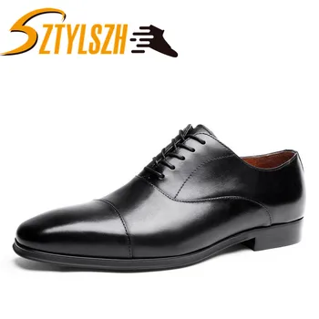 

Fashion Brand High Quality Genuine Leather Men Brogues Shoes Lace-Up Bullock Business Dress Men Oxfords Shoes Male Formal Shoes