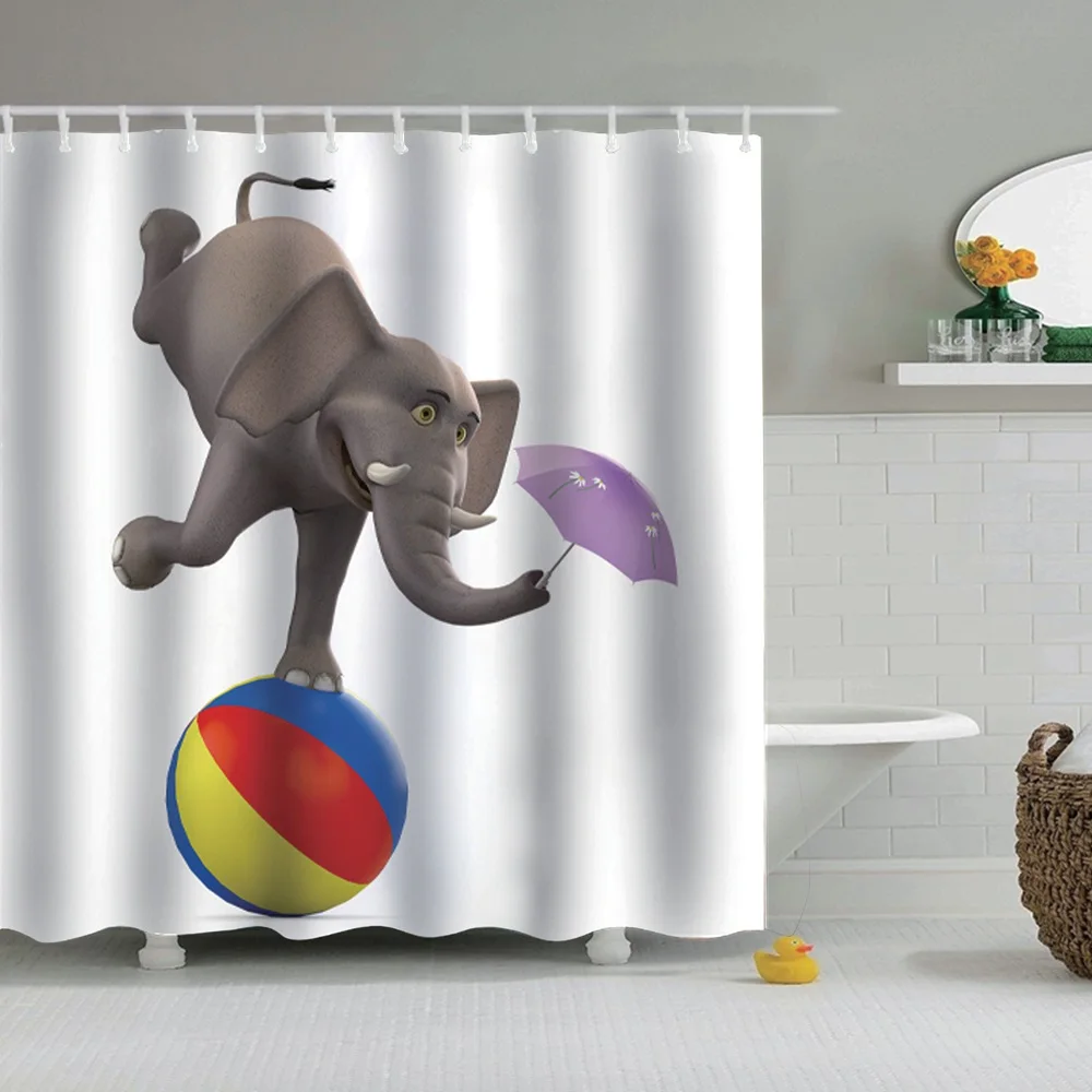 Dafield душ Шторы Слон на тему любви Ванная комната Ванна бело Темно синие с