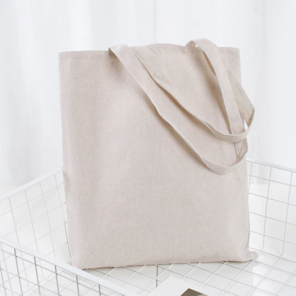 

Universal Large Capacity Reusable Soft Tote Bag Washable Storage Shopping Natural Cotton Blend Solid Multipurpose School