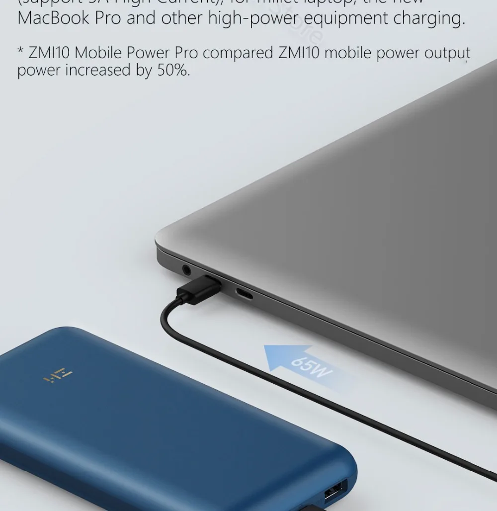 20000 мАч Xiaomi ZMI Мощность банка № 10 Мобильный Мощность Pro 65 Вт двусторонней Быстрая зарядка внешний Батарея зарядное устройство для ноутбука Поддержка для нас