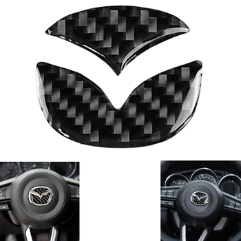 Adhesivos para el volante del coche, adhesivos con Logo de fibra de carbono, adhesivos de estilo decorativo para Mazda Ax, 2 uds.