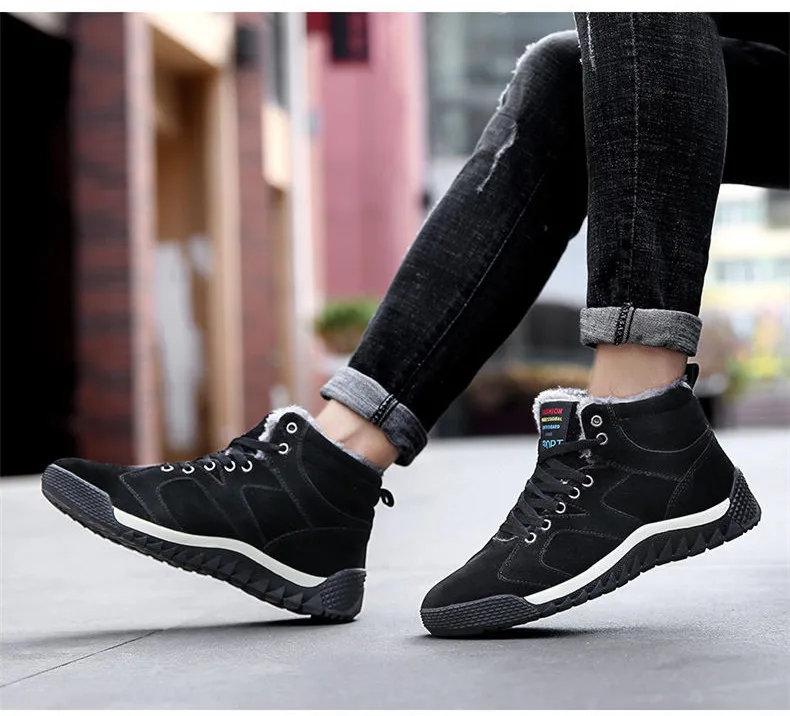UEXIA мужские ботинки уличная спортивная зимняя обувь, botas hombre, зимняя обувь меховая теплая зимняя мужская обувь на шнуровке модная обувь, размер 39-47