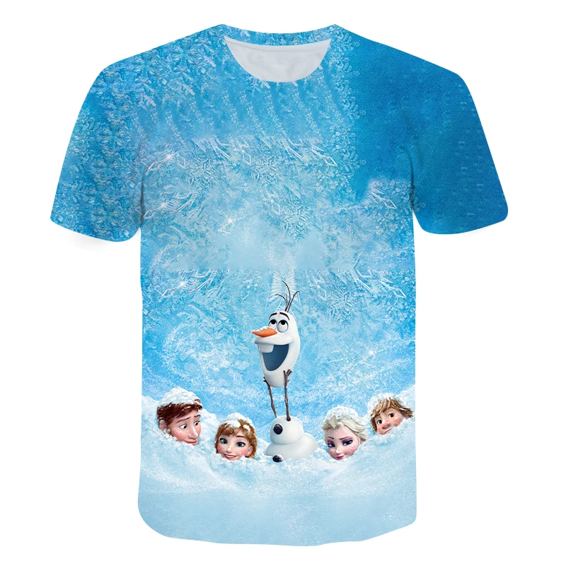 Girls Kids Official Disney Frozen Elsa Light Blue Short Sleeve T Tee Shirt Top 