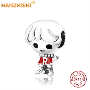 

Fit Original Fine Charm Bracelet 100% 925 Sterling Beads Women Anime cartoon Red Enamel Charm DIY Jewelry Encantos De Plata