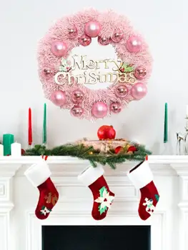 

Christmas Wreaths Artificial Pink Wreath Door Hanging Gifts Supplies For Christmas Party Shopping Mall Decoration