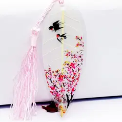 1 шт. милый классический элегантный Творческий кисточкой Закладка Китайский ветер листья с прожилками закладки персик Ласточка Закладка
