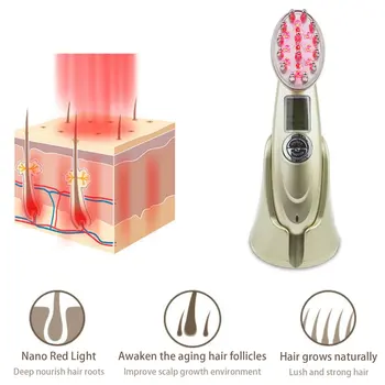 

Beauty RF Laser Hair Regrowth Brush Prevent Anti Hair Loss LED Photon Laser Hair Growth Comb Scalp Vibration Massager