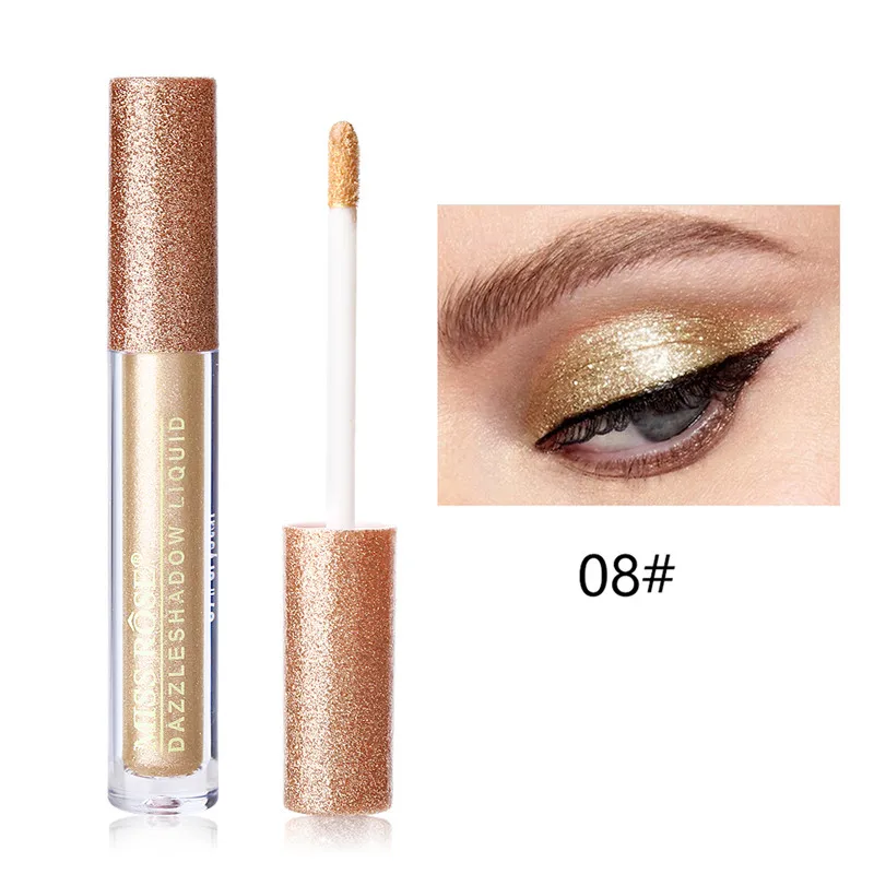 08 bright silver Miss Rose Dazzle тонкие жидкие тени для век оттенок мерцающий макияж водоустойчивые, блестящие тени для век Блеск глаз металлик косметика - Цвет: 08 bright silver