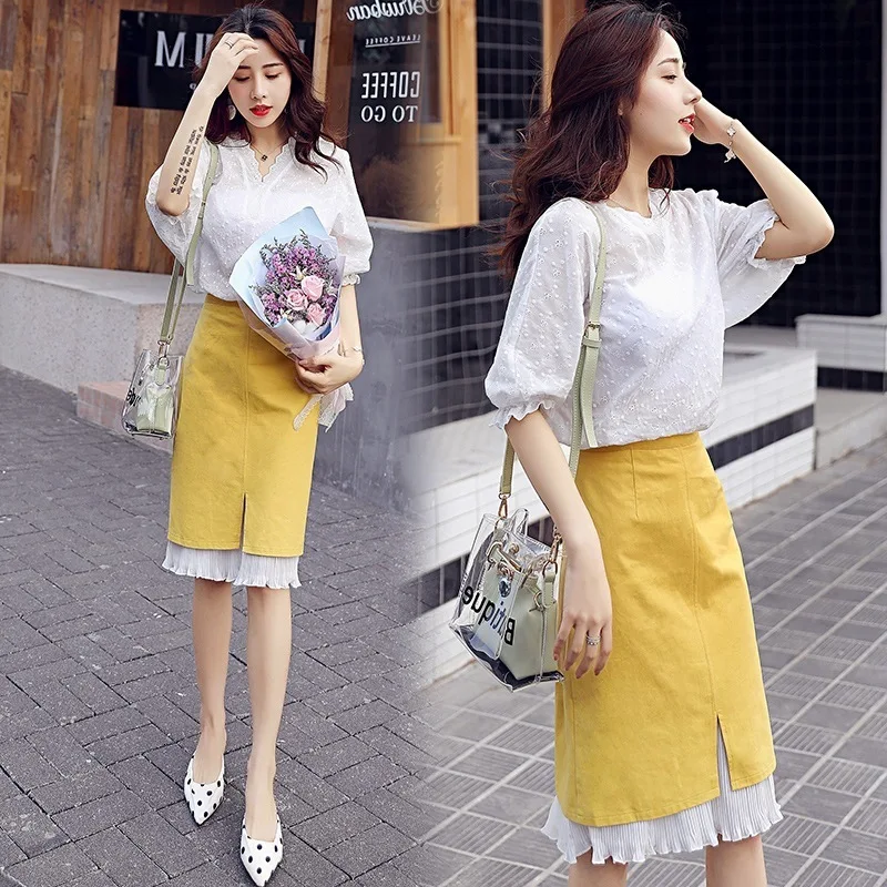 

Dress is the new women's clothing in the summer of 2019 in spring and autumn fashion bag hip dress two suits