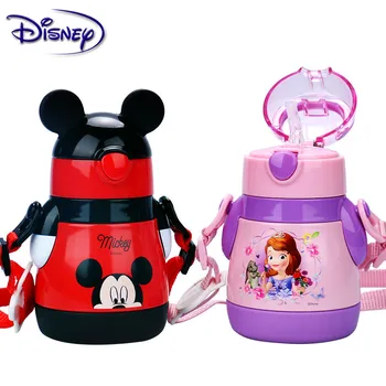 

Disney Children's Straw Insulation Cup Leakproof Mickey Stainless Steel Cup Child Cup Portable Baby Learning Drinking Cup