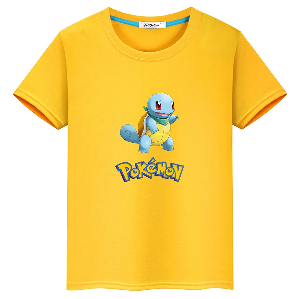 09 Squirtle Аниме Пикачу чармандер, генгар, с принтом Детские футболки для мальчиков и девочек, Рубашка с короткими рукавами футболка детские хлопковые топы-весеннее платье-пачка - Цвет: 09