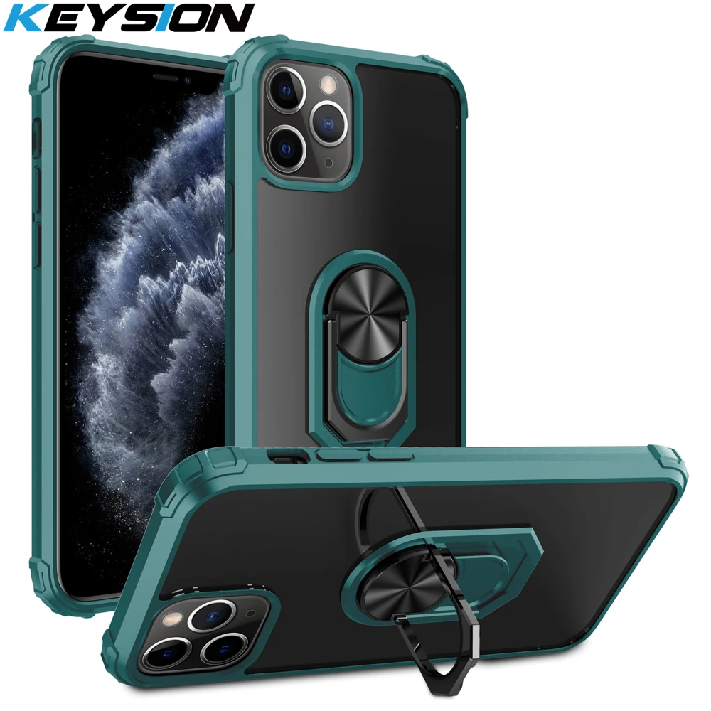 KEYSION Fashion Shockproof Case For iPhone 12 Pro Max silicone Transparent Ring Phone Back Cover for iPhone 12 mini 11 Pro Max