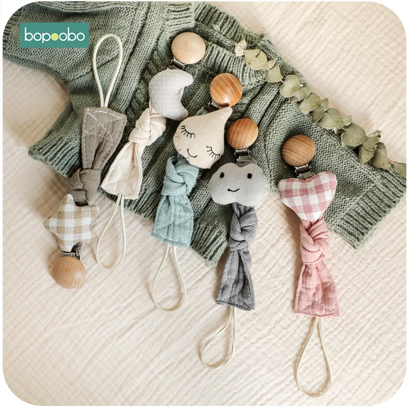 Bopoobo 5pc Baby Handmade Pacifier Clips Holder Chain Baby Teether Teething Chain Plush Toy Pacifier Newborn Baby Kids Prodct