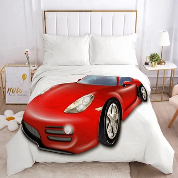 

1pc Duvet Cover with Zipper Comforter Blanket Quilt Cover 140x200/220x240/90/135/150 3D Bedding Bag Red Car