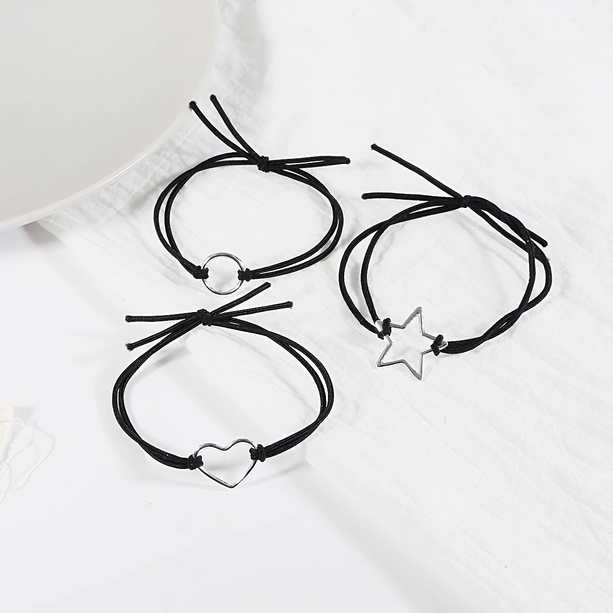 

2019 New Fashion Hair Ring Hollow Five-pointed Star Love Circle Head Rope Female Holders Hair Accessories Rubber Ropes