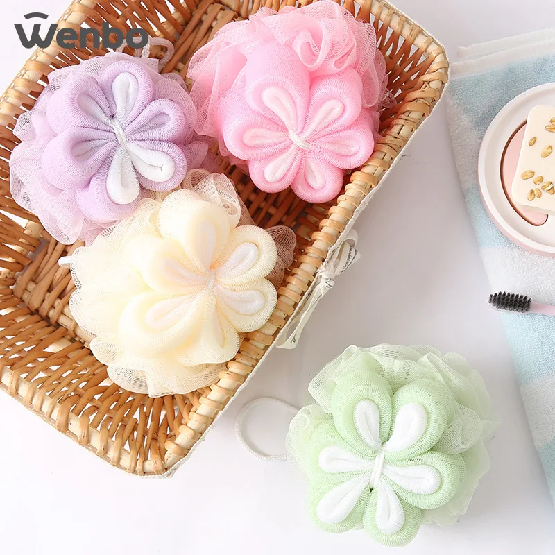 [Hot Sales] WENBO-Style Contrast Color Plum Bath Ball/Multi-Foam Bath Mesh Sponge with Rope Can Hang Naked Goods