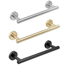 

Wall-mounted Hand towel rod brushed golden stainless steel round toilet paper holder bathrobe towel hook bathroom accessory set
