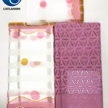 LIULANZHI африканская Кружевная Ткань 5 ярдов атласная ткань с принтами хлопковой кружевной ткани для платья высокого качества ML8PR01