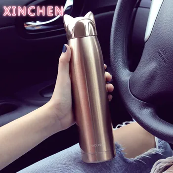 

Stainless Steel Vacuum Insulation Thermoses New Style Thermos Double Walled 320ml BPA Free Fox Shape Non Leak Drinks Bottles