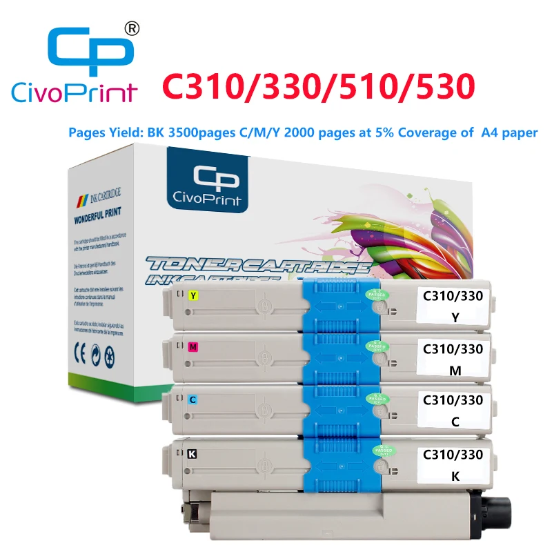 beløb sadel Diverse varer Civoprint Compatible C310 Printer Color Toner Cartridge For Oki C310dn  C330dn C510dn C530dn Copier Toner Four Colors - Toner Cartridges -  AliExpress