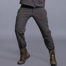 Мужские военные Походные штаны, черные Полиэстеровые уличные водонепроницаемые штаны, военные тренировочные тактические штаны для альпинизма, брюки