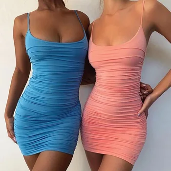 

clothing OWLPRINCESS 2020 Popular Solid Color Backless Lace-up Pleated Dress