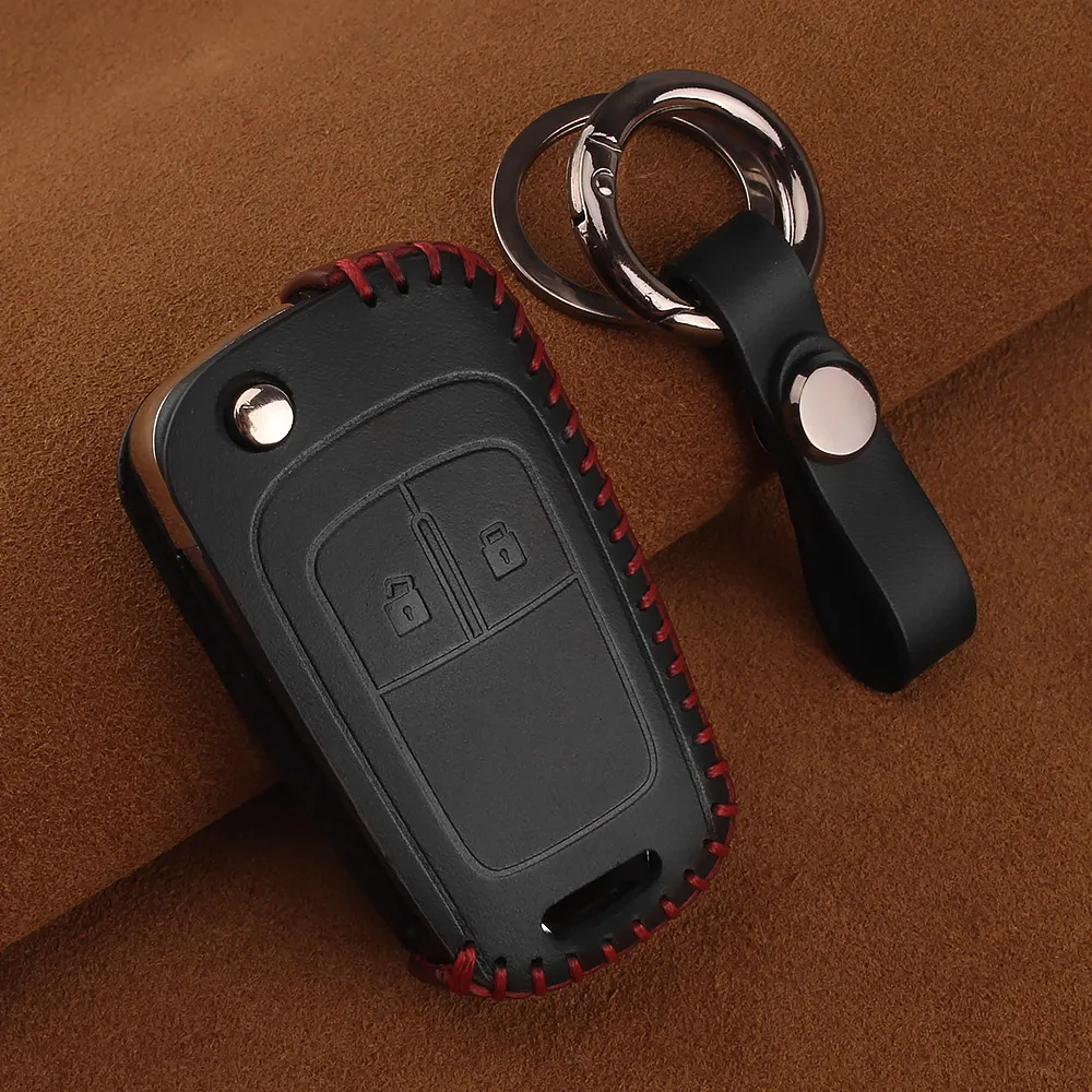 2 Buttons black KEYYOU кожаный чехол для ключей автомобиля брелок держатель для Chevrolet Cruze Spark EPICA Lova Camaro Impala для Buick VAUXHALL OPEL - Название цвета: 2 Buttons black
