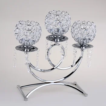 

Crystal Metal Votive Candle Holder 3-arms Candle Stand 36cm Tall Wedding Event Candelabra Candle Stick Decor Crafts