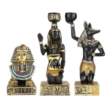 Ancient Egyptian Candle Holders Gold Candlestick Figurine Craft Home Decoration Anubis Sphinx Goddess Table Candle Stand Gift