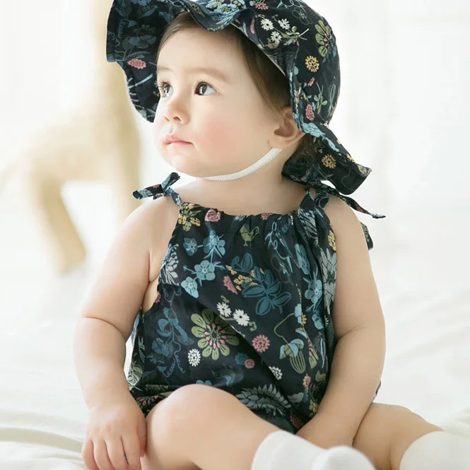 

Summer New Style Infant Childrenswear Men And Women Baby Printed Camisole Onesie Infants Triangular Crawling Clothes Romper