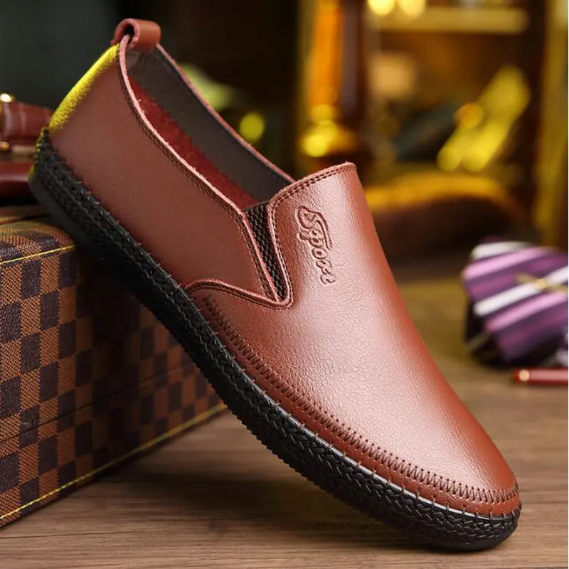 

brand new super soft leather men loafers shoes Genuine leather silp on Middle-aged men Loafers Driving Shoes for dad 563